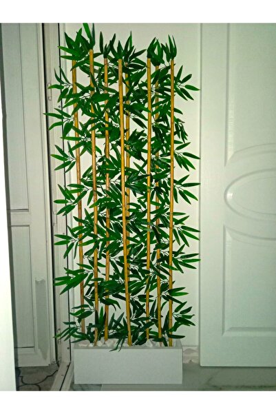 YEŞİLADA Yapay Bambu Ağacı 1.50 Mt Boy Bamboo Çubuk Çiçek 50 Cm Ahşap Beyaz İ...
