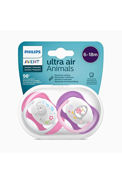 Philips Avent Ultra Air 2-Pack Pacifier 6-18Months Pink/Purple