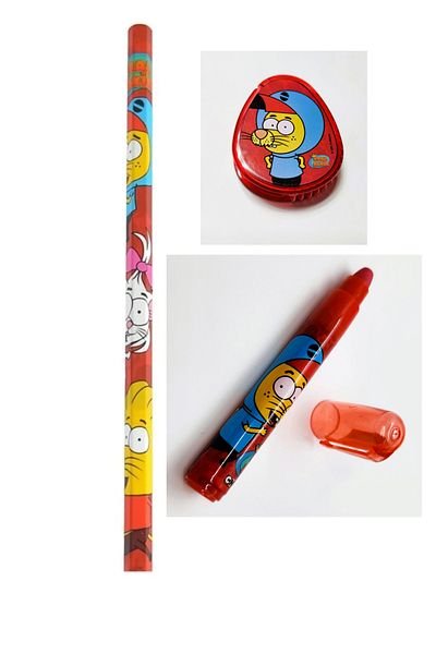Cem Kral Şakir Set of 3 Pencil + Rocket Eraser + Pencil Sharpener with Container