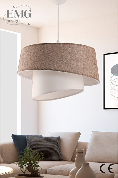 Emg DesiGn Manolya Modern Kumaş Başlıklı 2 Katlı Yatak Odası Çocuk Odası Salon Mutfak Hol Avize