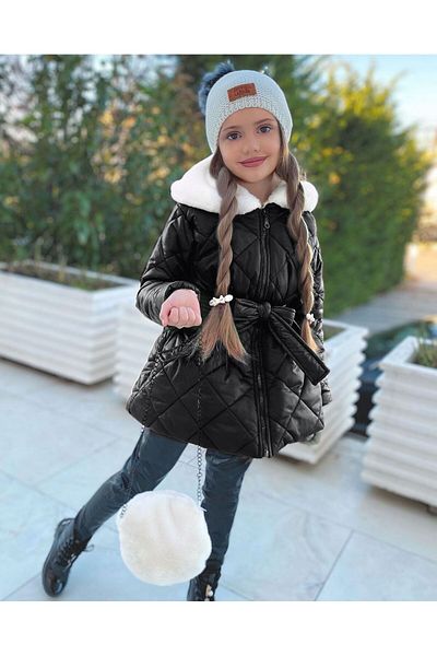 Pink Hippo Kids Girl's Quilted Coat with Plush Lining and Imported Fur Detail on the Collar