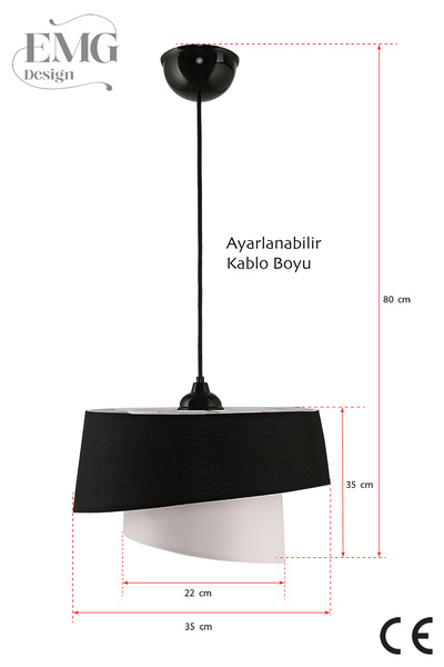 Emg DesiGn Manolya Modern Kumaş Başlıklı 2 Katlı Yatak Odası Çocuk Odası Salon Mutfak Hol Avize