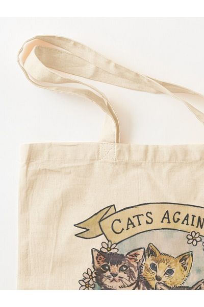 w house Gusseted Cloth Shoulder Bag 04010 - Cats Against Cat Calls