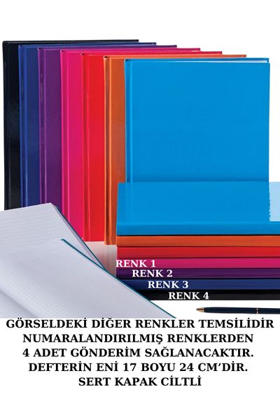 Bayındır غطاء صلب من سلسلة LADIES COLOR BIRD 17 - 24 120 YPدفتر ملاحظات مربعات – 4 ألوان