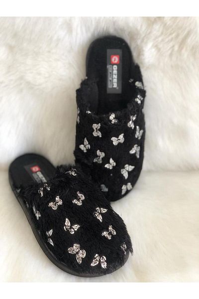 GEZER Winter Women's BUTTERFLY Patterned Home Guest Slippers