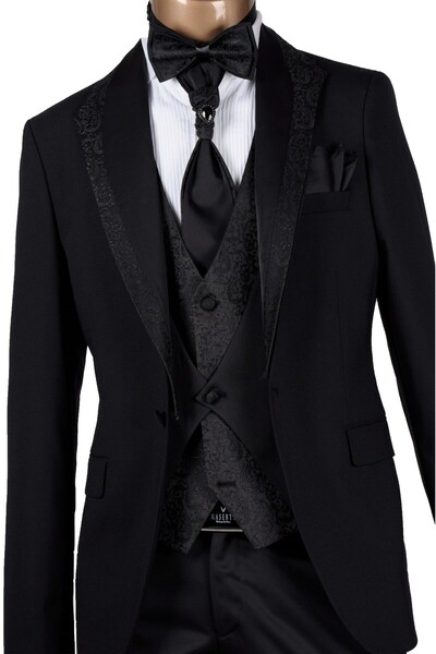 MASERTO Slim Fit Özel Siyah Damatlık