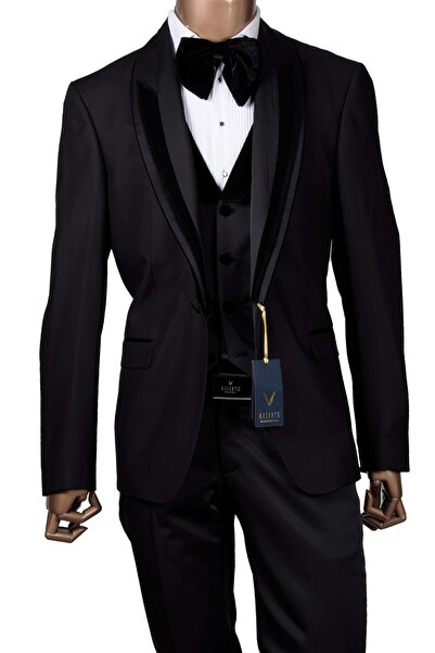 MASERTO Slim Fit Siyah Özel Damatlık