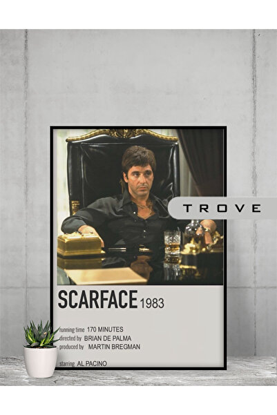 caddehediye SCARFACE FİLM POSTER AHŞAP MDF ÇERÇEVE GÖRÜNÜMLÜ TABLO ÇEŞİTLİ EB...