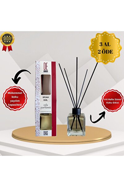 DeParfum Siyah Gül ( Halfeti Gülü ) Kokulu Dekoratif 115 ml Bambu Çubuklu Oda...