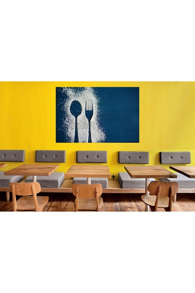HDART Restoran Cafe Lokanta Çatal Kaşık Duvar Kanvas Tablo Tablosu