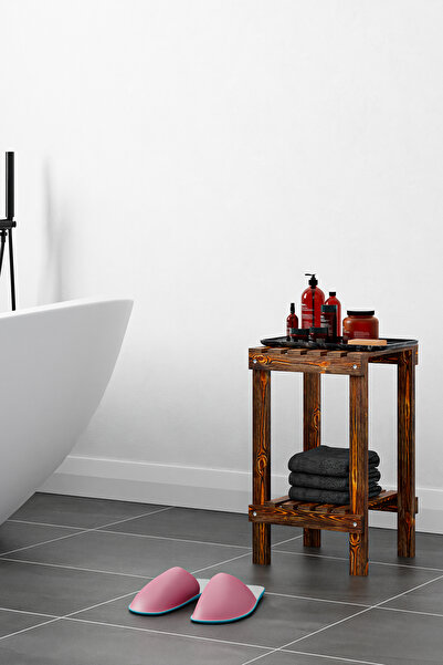 webotto 8 Doğal Ahşap 2 Katlı Çok Amaçlı Banyo Mutfak Salon Rafı Ykm Mob112