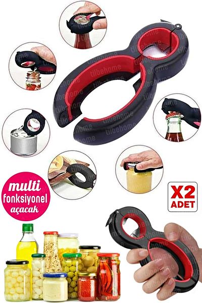 Tilbe Home 2-Piece Jar Can Opener 6+1 Function Coke Bottle Cap Opening Pliers Lid Clamping Kitchen Tool