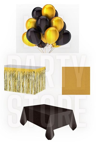 FOKUL Black Gold Birthday Party Concept Party Supplies Set