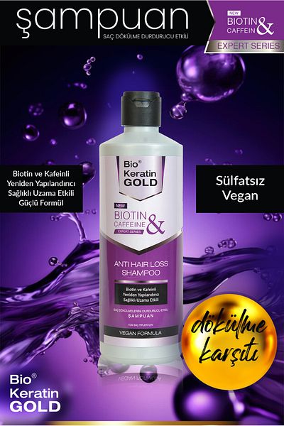 Bio Keratin Gold 500ml Biotin and Caffeine Anti-Spill - Fast Extension Shampoo