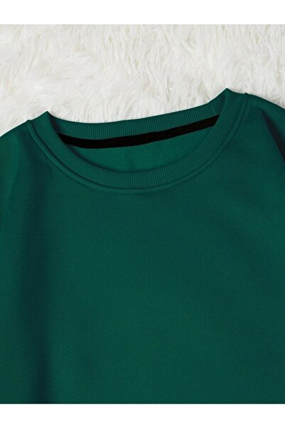 Mad&Calf Γυναικείο φούτερ Basic 0 Crew λαιμόκοψη χωρίς στάμπα μονόχρωμο oversize φαρδύ φλις φούτερ