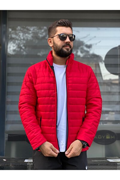 MEYASU Men's Red Waterproof Puffer Jacket with Zipper