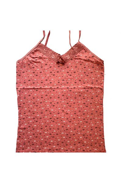BELLA NOTTE Women's Lacy Patterned Strappy Undershirt - 2 Pieces Cotton Combed D3-4
