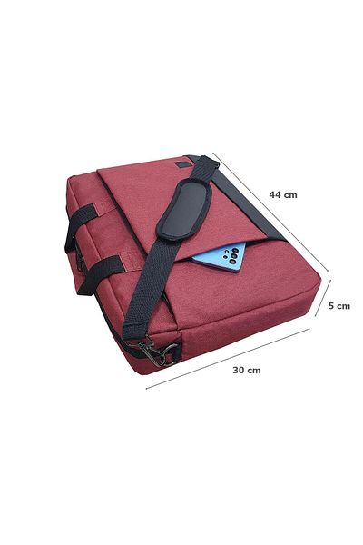 EYM 3 Compartment Briefcase Laptop Hand Shoulder Bag 17.3 Inch Claret Red