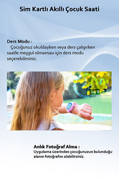 On Time Tech Sim Kartlı Ortam Dinleme Özellikli Kameralı Gps Konum Arama Yapan-q19 Smart Kids Watch