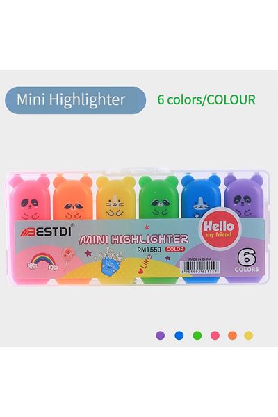 Bluoksweet 6-pack Highlighter marker pastel kawai highlighter highlighter school student pen