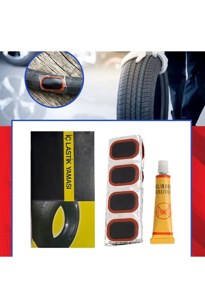 alpanya 25 Parça Araba Motosiklet Bisiklet Şambrel Lastik Yama Seti Şişme Bot Deniz Yatağı Tamir