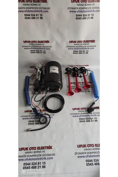 HORNS 10 Lt Büyük Kafa Otomatik Kompresörlü Ful Set Havalı Hido Arap Korna Seti