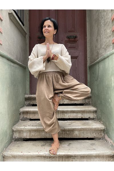Bohoyasam Unisex Bohemian Rubber Waist Pants, Comfortable Trousers, Yoga Pants, Baggy Pants, Cotton Baggy Pants,