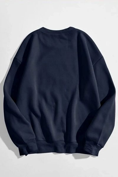 MODAGEN Beverly Hills uniszex legénységi nyakú sötétkék oversize pulóver