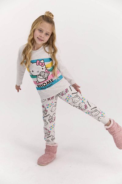 Fanilam Hello Kitti Patterned Licensed Long-sleeved Licensed Girl's Pajama Set 9-10/14-15 years old