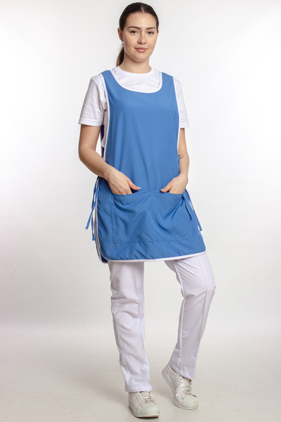 İstanbul Üniforma White Piping Side-Tie Work Apron