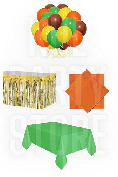 FOKUL Birthday Concept Set in Safari Animals Colors Party Supplies Set