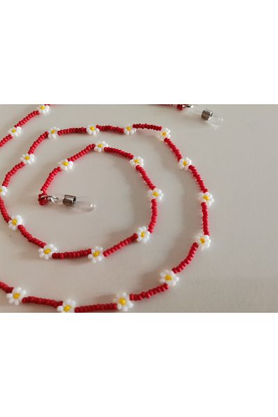 MİNİK ADIMLAR Tiny Steps Sand Bead Daisy Glasses Rope & Glasses Accessory