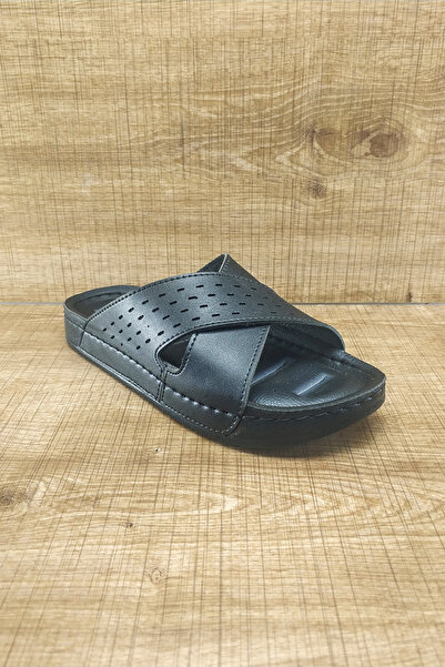 Apella Ortopedik Taban Çapraz Delikli Siyah Yazlık Ev ve Dışarı Kadın Terliği...