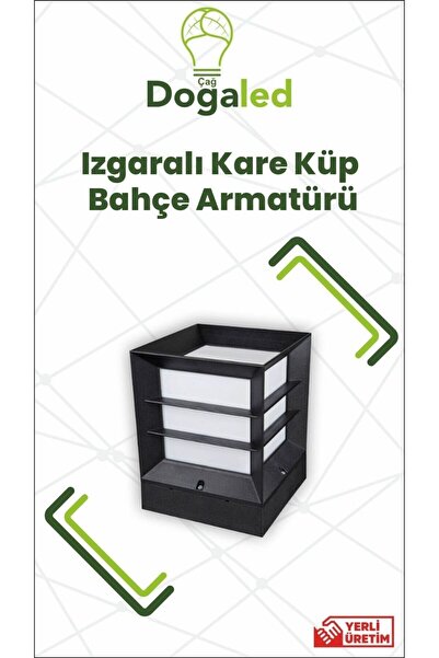 DOĞALED Full Reyon Izgaralı Kare Küp Bahçe Armatür