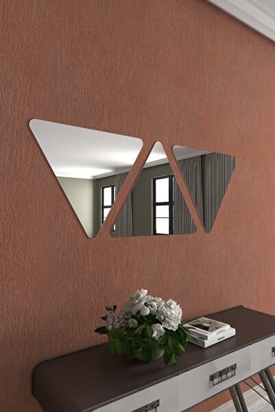 Mirrorline Dekoratif Üçgenler Duvar Aynası 3 Parçalı