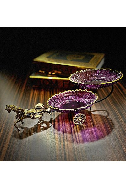 Gims Hand Crafts ÇİZGİLİ CAM KATLI ATLI SUNUM