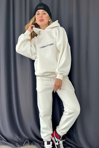 Eka Γυναικεία φόρμα φόρμας εκρού I DONT CARE 1007-0342