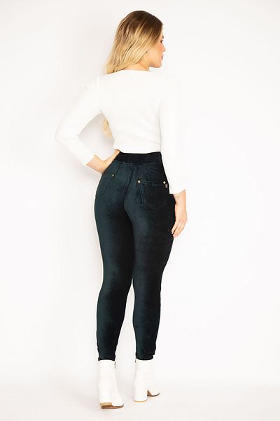 Şans Women's Plus Size Petrol Velvet Leggings 65n36859