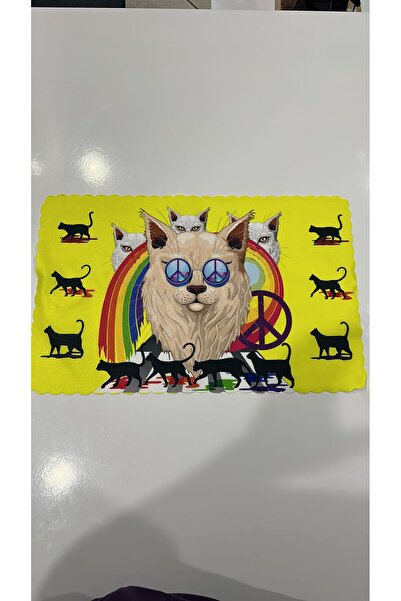 Yıkanabilir Beslenme Örtüsü Kediler Desenli Beslenme Bezi 35x50cm 1 adet