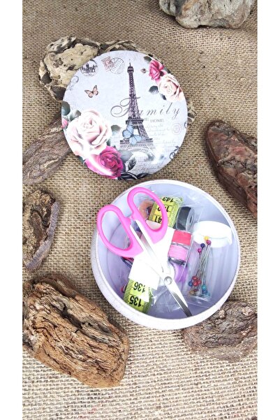 Dikiş Seti Mini Seyahat Tipi Yuvarlak Kutu