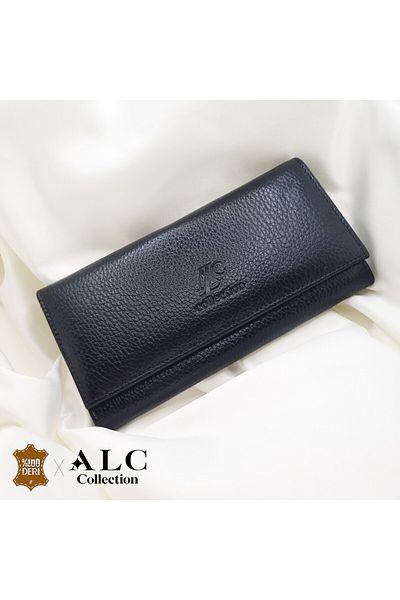 ALC Collection Luxury Shiny Black Color Classic Snap Cover Horizontal Women's Wallet