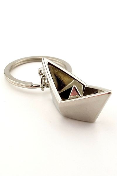 Solfera Paper Ship Kayak Shaped Origami Boat Metal Keychain KC053