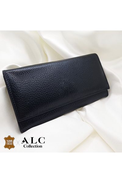 ALC Collection Luxury Shiny Black Color Classic Snap Cover Horizontal Women's Wallet