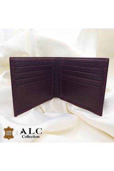 ALC Collection Genuine Leather Claret Red Colored Classic Horizontal Men's Wallet