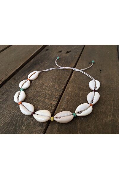 özde dekor Beaded, Real Seashell Anklet (BEIGE STRING)