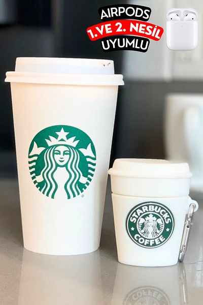 EWEC 1.And 2nd Generation Compatible Shock Absorbing and Protective Silicone Headphone Case with Coffee Cup Figure