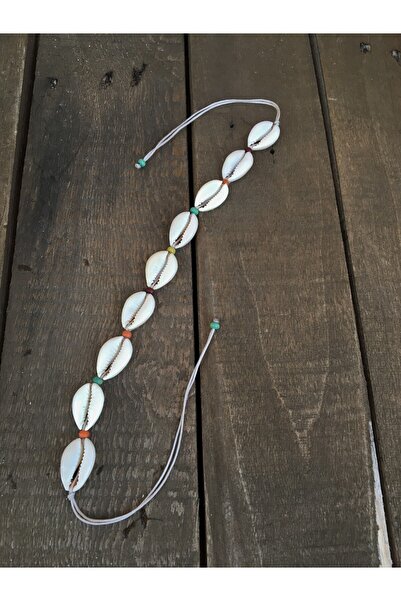 özde dekor Beaded, Real Seashell Anklet (BEIGE STRING)