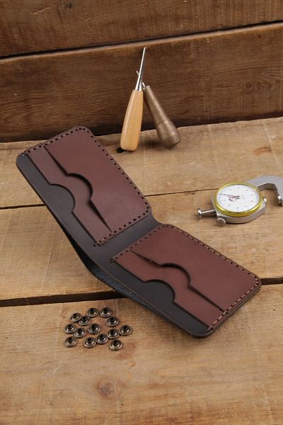 New Coast Leather 1900's Ръчно изработен минималистичен мъжки портфейл от естествена кожа