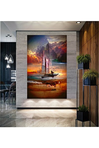 HDART Soyut Yelkenli Yat Deniz Günbatımı Duvar Kanvas Tablo Tablosu tabloları