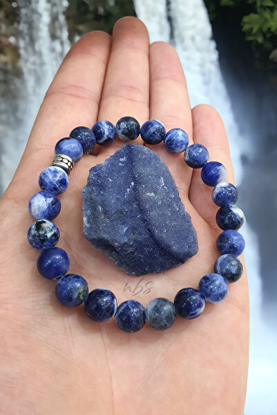NBS Beautiful Naturel Stones Sodalit ( Taş Hediyeli ) İletişimi kolaylaştırır Doğal Taş Bileklik % 100 Gerçek 8 mm AA Kalite
